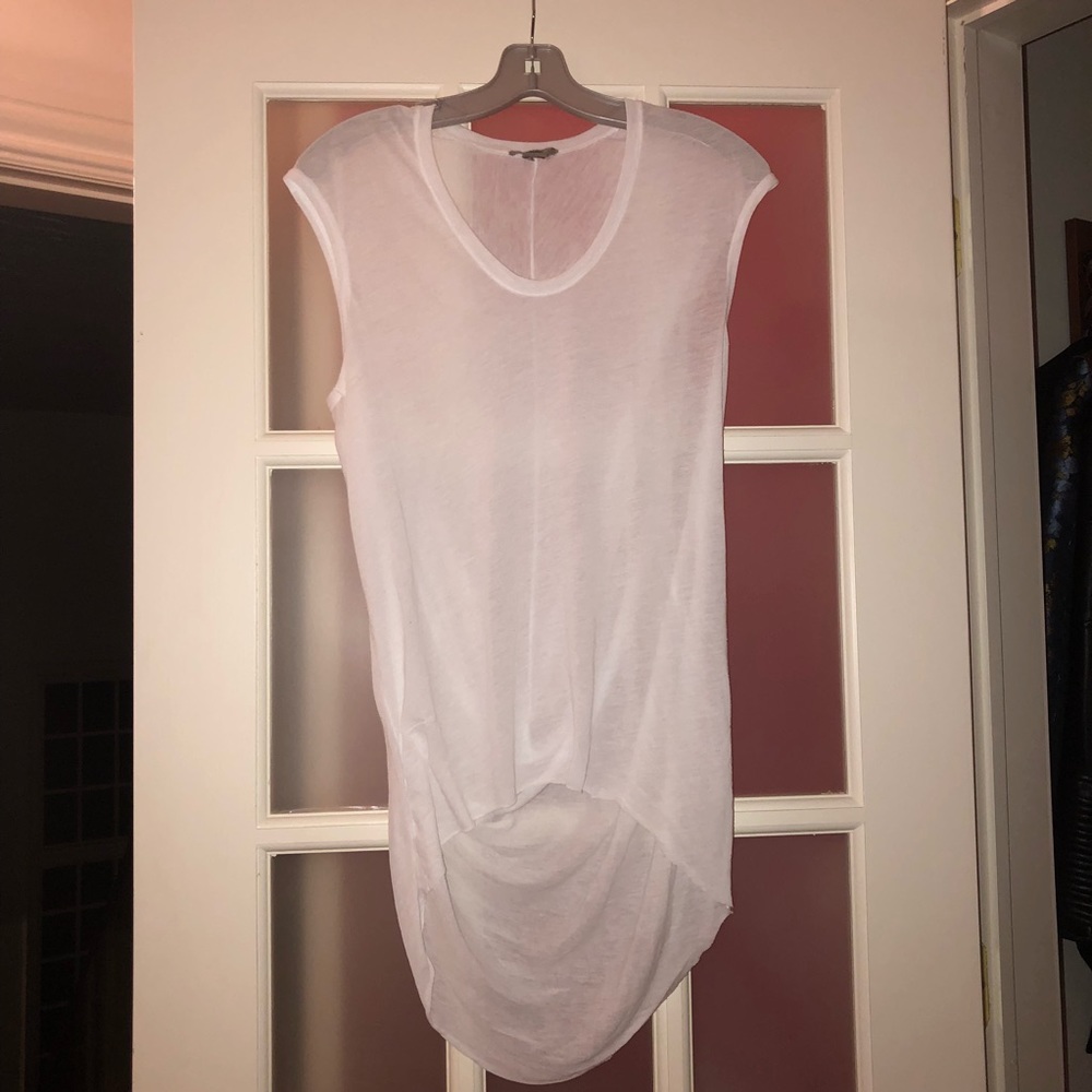Helmut Lang Sheer White High-Low T Shirt (Size S)
